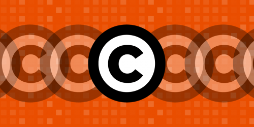 copyright symbol, orange background